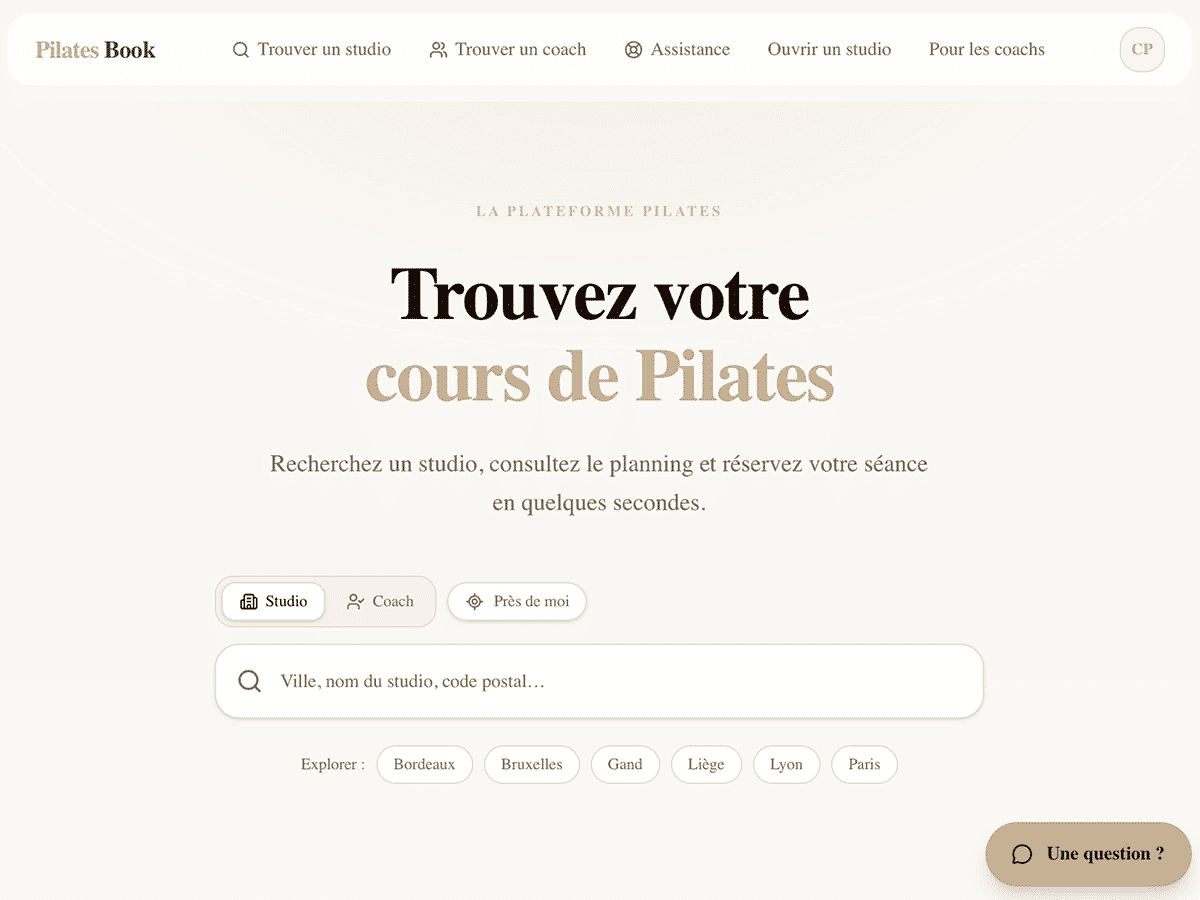 Aperçu du site Pilates Book