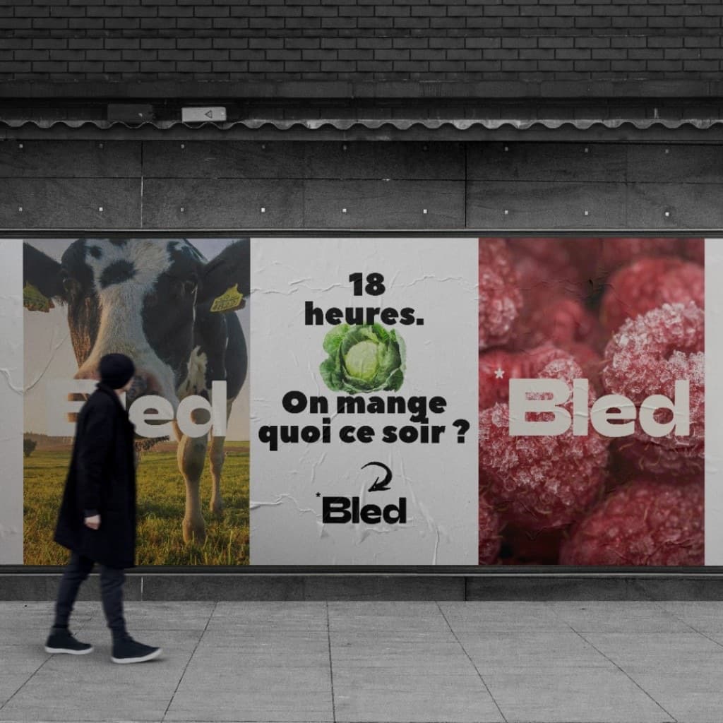 Mockup d'affichage BLED shop en rue